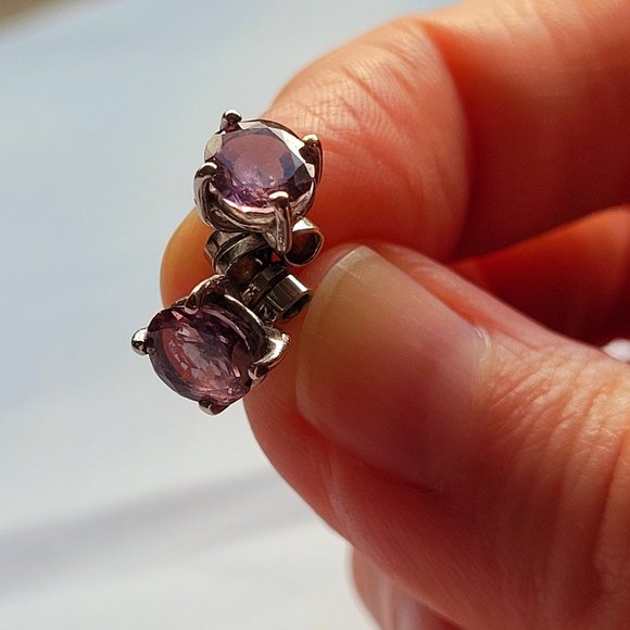 Afghan Pink Rubellite Earrings, 14kt white gold setting, 1.65 CT, genuine, hand- - Picture 1 of 6